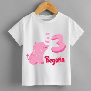 Camiseta cumple personalizada Elefante rosa